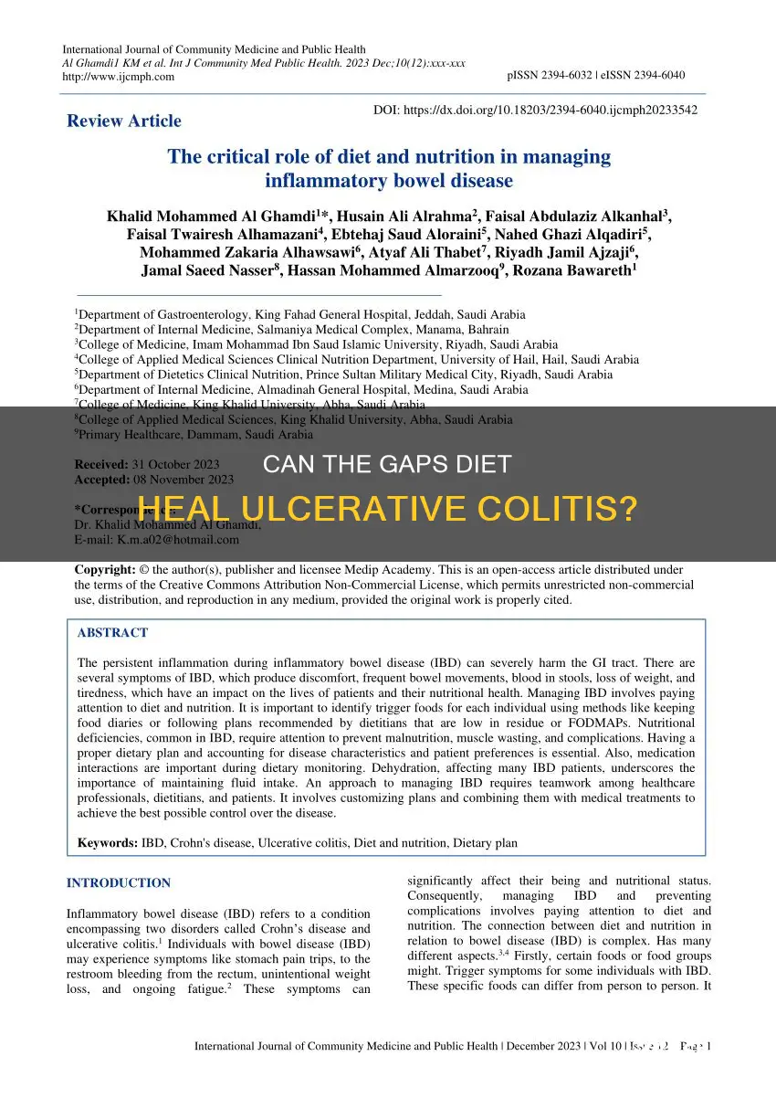 will the gaps diet cure ulcerative colitis